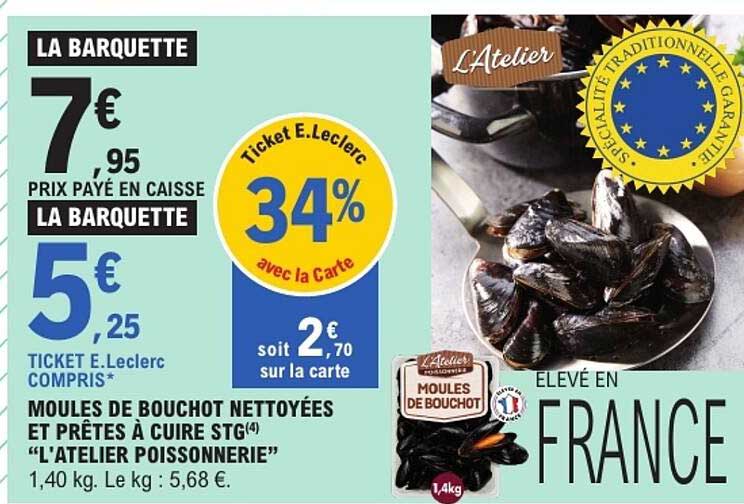 MOULES DE BOUCHOT NETTOYÉES ET PRÊTES À CUIRE STG “L’ATELIER POISSONNERIE”