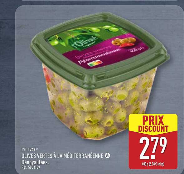 OLIVAE® OLIVES VERTES À LA MÉDITERRANÉENNE Dénoyautées.