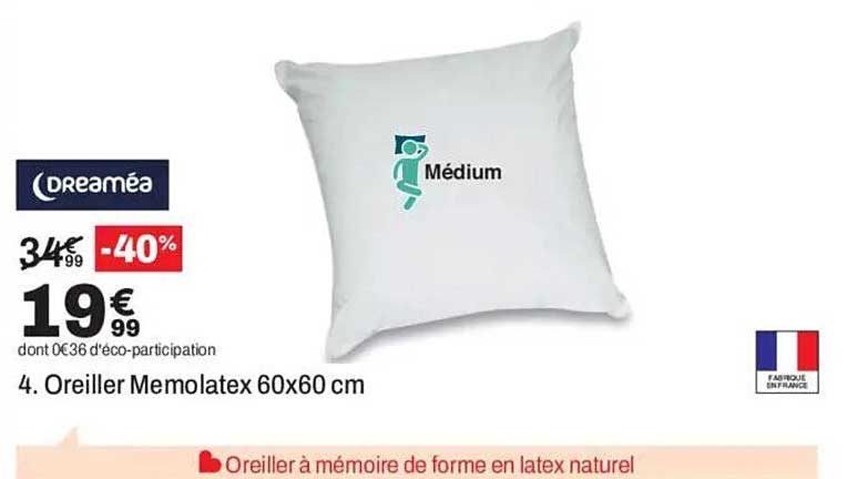 Oreiller Memolatex 60x60 cm