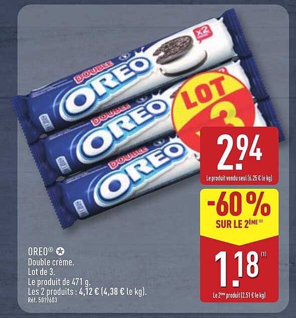 OREO Double crème. Lot de 3.