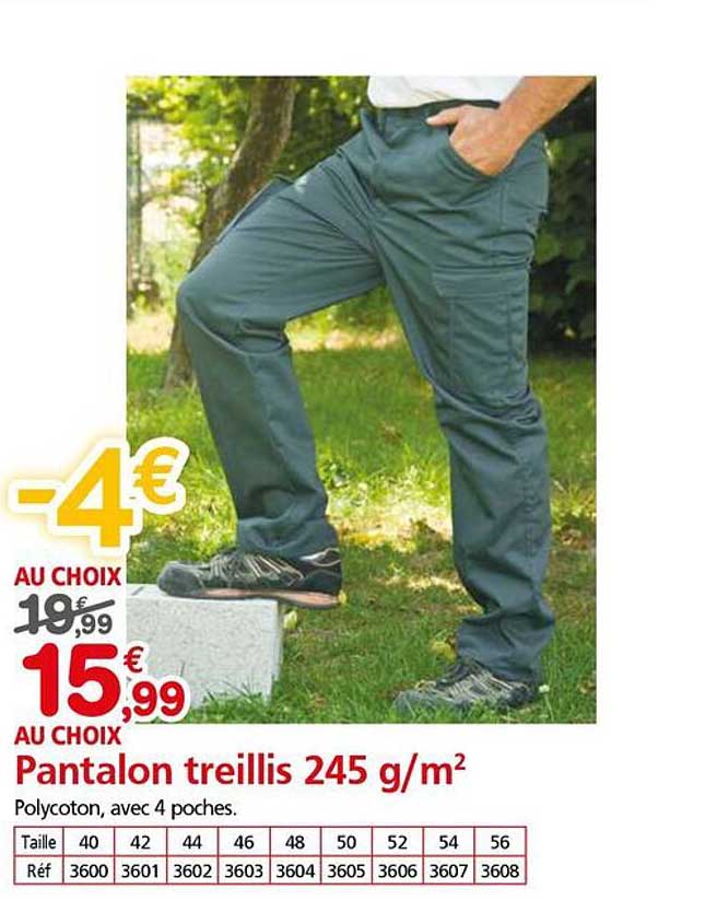 Pantalon treillis 245 g/m²