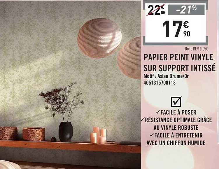 PAPIER PEINT VINYLE SUR SUPPORT INTISSÉ
