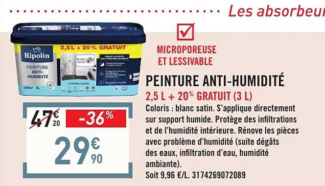 PEINTURE ANTI-HUMIDITÉ 2,5 L + 20% GRATUIT (3 L)