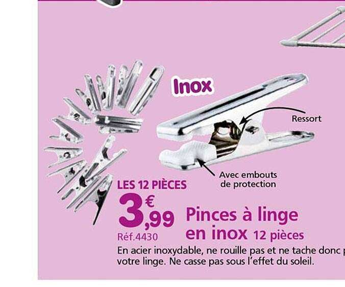 Pinces à linge en inox 12 pièces