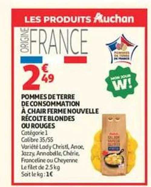 POMMES DE TERRE DE CONSOMMATION À CHAIR FERME NOUVELLE RÉCOLTE BLONDES OU ROUGES