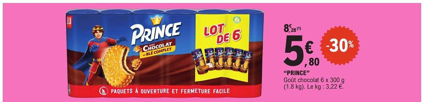 “PRINCE” Goût chocolat 6 x 300 g (1.8 kg)