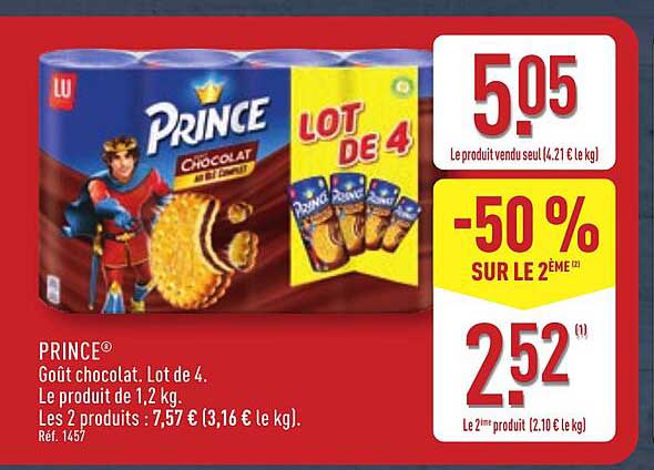 PRINCE® Goût chocolat. Lot de 4.