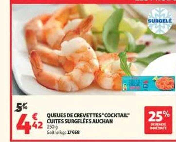 QUEUES DE CREVETTES "COCKTAIL" Cuites surgelées AUCHAN