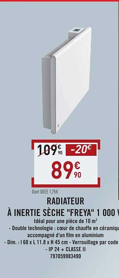RADIATEUR À INERTIE SÈCHE "FREYA" 1 000 W