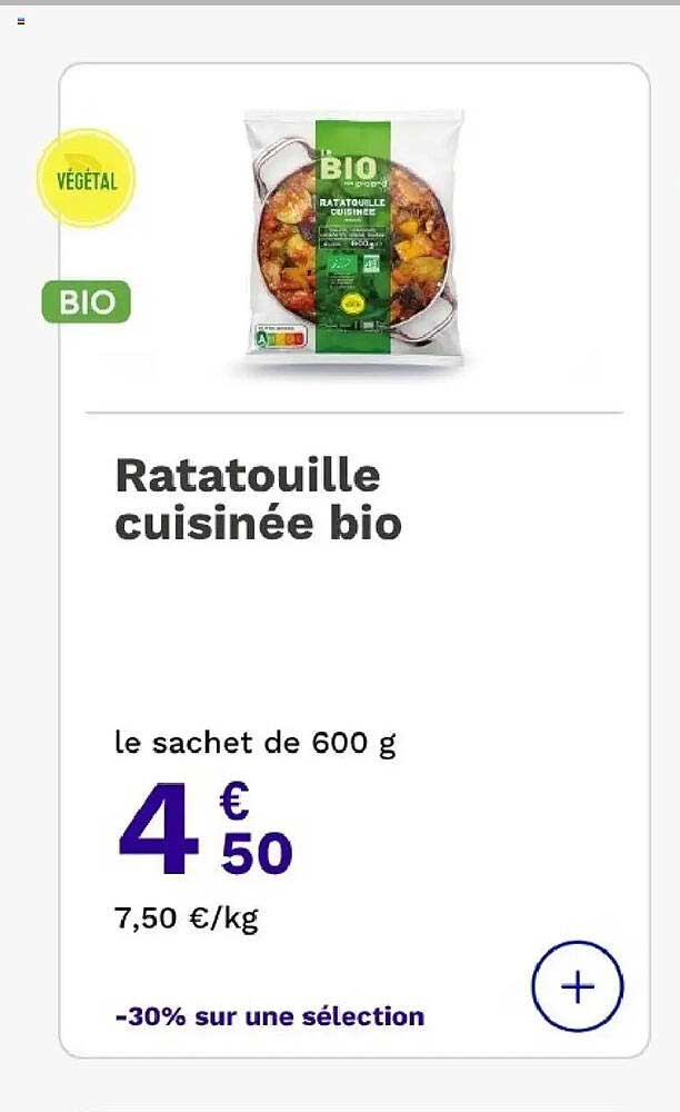 Ratatouille cuisinée bio