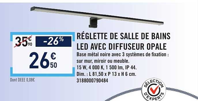RÉGLETTE DE SALLE DE BAINS LED AVEC DIFFUSEUR OPALE