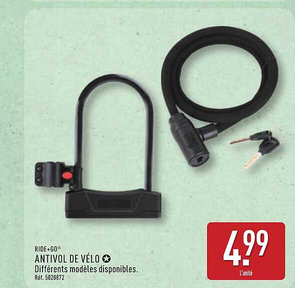 RIDE+GO ANTIVOL DE VÉLO Différents modèles disponibles.