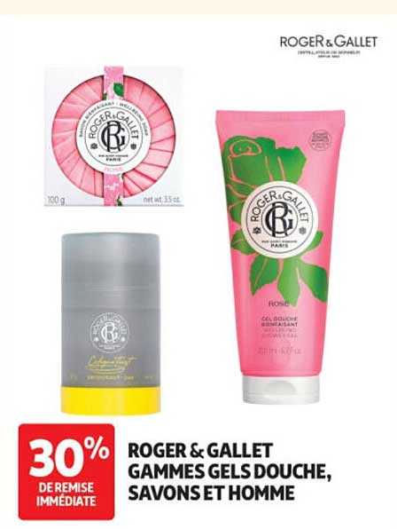ROGER & GALLET GAMMES GELS DOUCHE, SAVONS ET HOMME