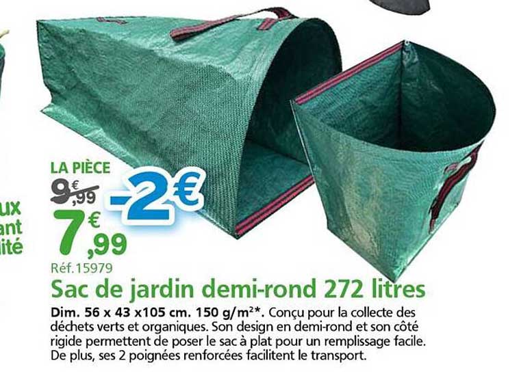 Sac de jardin demi-rond 272 litres