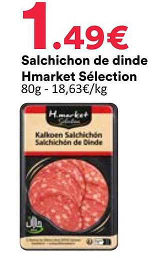 Salsichon de dinde Hmarket Sélection 80g - 18,63€/kg
