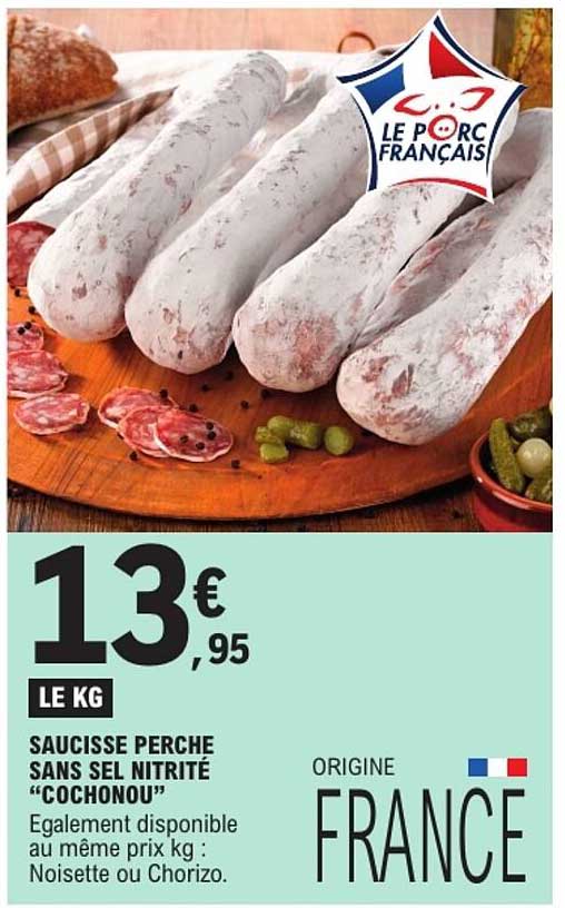 SAUCISSE PERCHE SANS SEL NITRITÉ “COCHONOU”