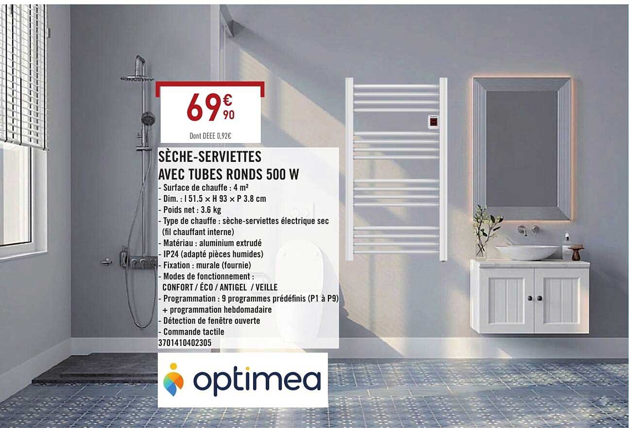 SÈCHE-SERVIETTES AVEC TUBES RONDS 500 W