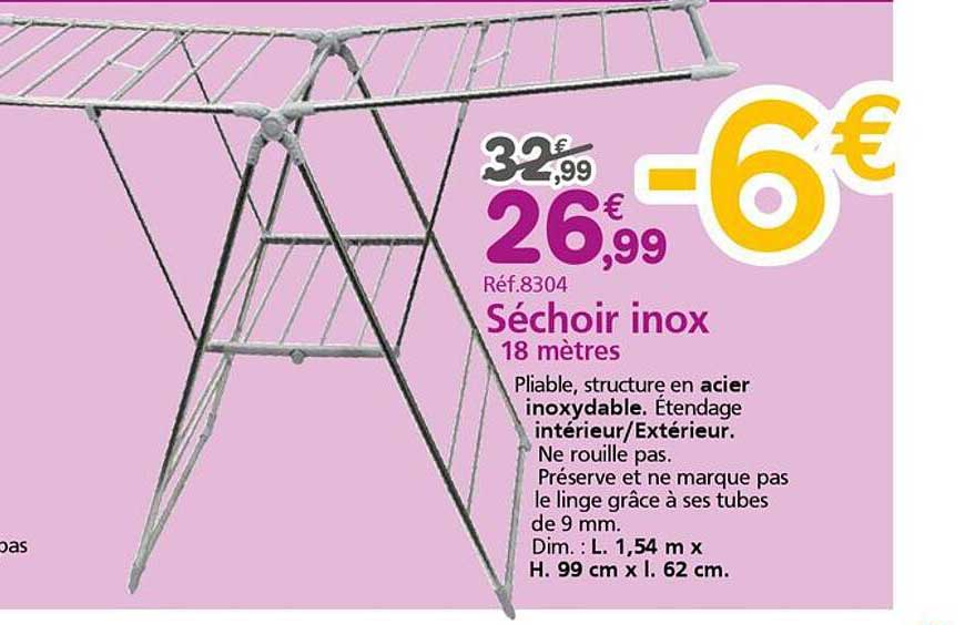 Séchoir inox 18 mètres