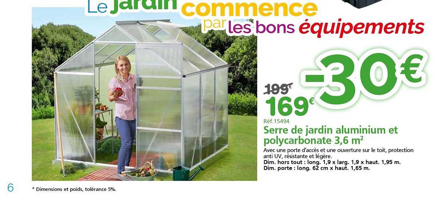 Serre de jardin aluminium et polycarbonate 3,6 m²