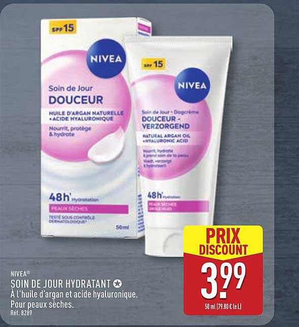 SOIN DE JOUR HYDRATANT À l'huile d'argan et acide hyaluronique. Pour peaux sèches.