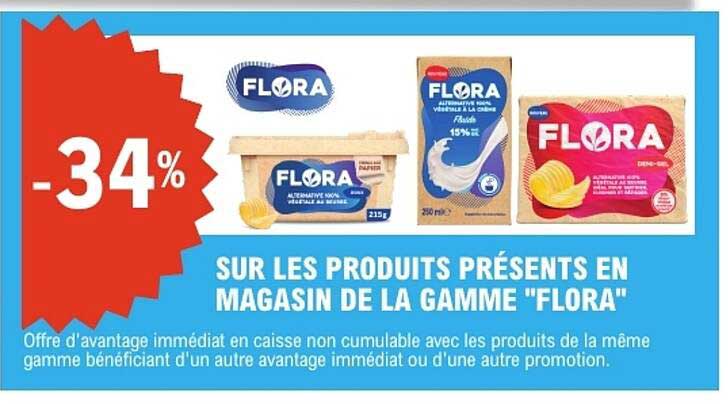 SUR LES PRODUITS PRÉSENTS EN MAGASIN DE LA GAMME "FLORA"