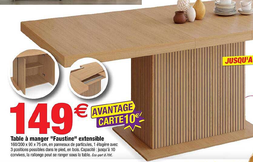 Table à manger "Faustine" extensible