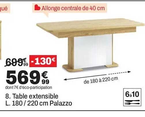 Table extensible L. 180 / 220 cm Palazzo