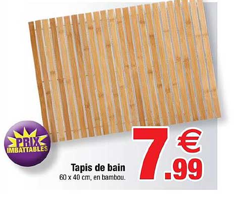 Tapis de bain 60 x 40 cm, en bambou.