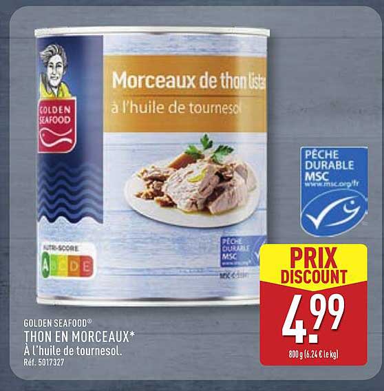 THON EN MORCEAUX* À L’huile de tournesol.