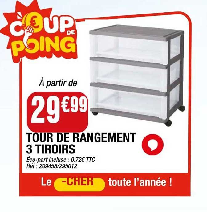 TOUR DE RANGEMENT 3 TIROIRS