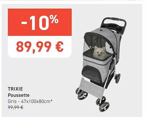 TRIXIE Poussette Gris - 47x100x80cm*