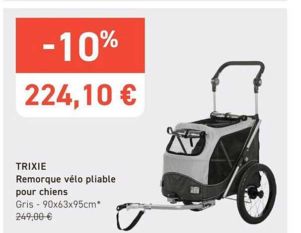 TRIXIE Remorque vélo pliable pour chiens Gris - 90x63x95cm*
