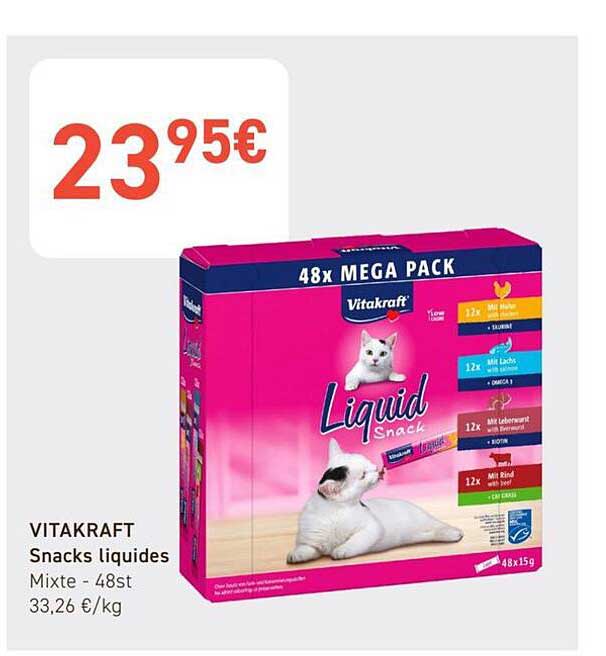 VITAKRAFT Snacks liquides Mixte - 48st