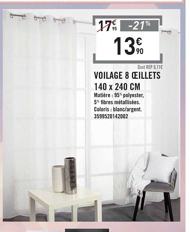 VOILAGE 8 ŒILLETS 140 x 240 CM