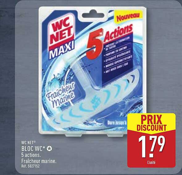 WC NET® BLOC WC* 5 actions. Fraîcheur marine.
