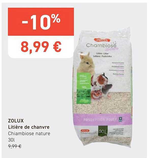 ZOLUX Litière de chanvre Chiambiose nature 30l