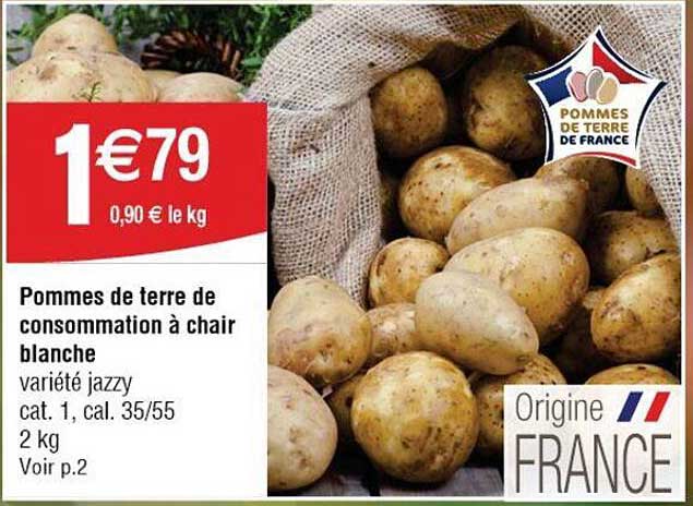 Pommes de terre de consommation à chair blanche