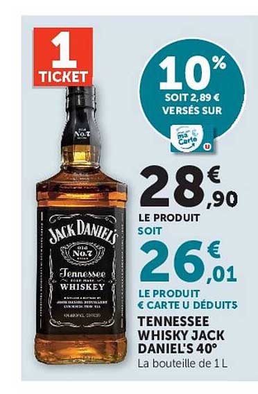1 TICKET 10% SOIT 2,89 € VERSÉS SUR ma Carte U