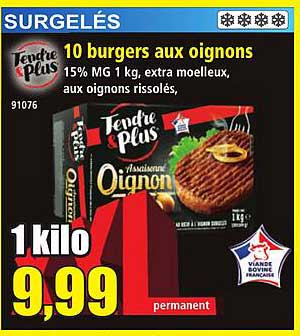 10 burgers aux oignons