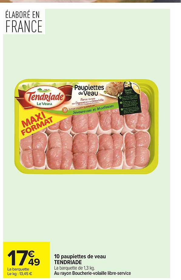 10 paupiettes de veau TENDRIADE