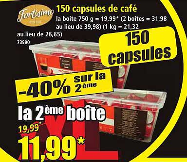 150 capsules de café