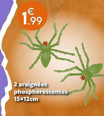 2 araignées phosphorescentes 15x12cm