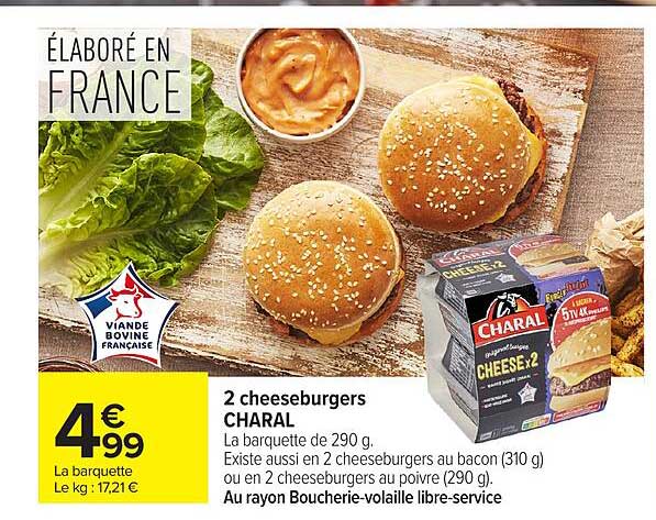 2 cheeseburgers CHARAL