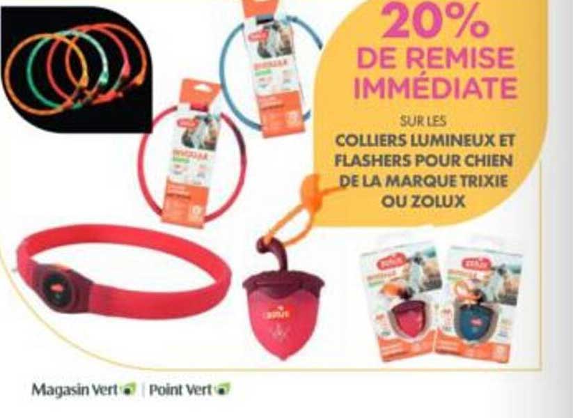 20% DE REMISE IMMÉDIATE SUR LES COLLIERS LUMINEUX ET FLASHERS POUR CHIEN DE LA MARQUE TRIXIE OU ZOLUX