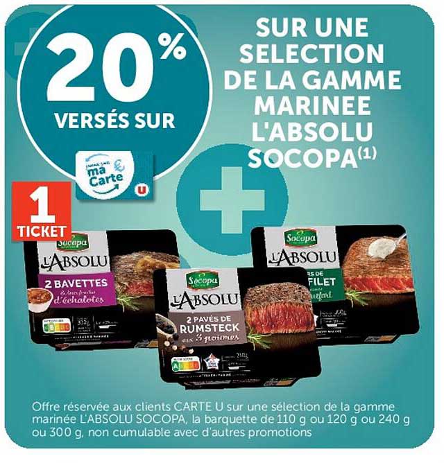 20% versés sur une sélection de la gamme marinée L'ABSOLU SOCOPA