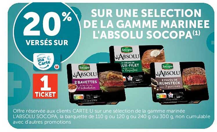 20% versés sur une sélection de la gamme marinée L’ABSOLU SOCOPA(1)
