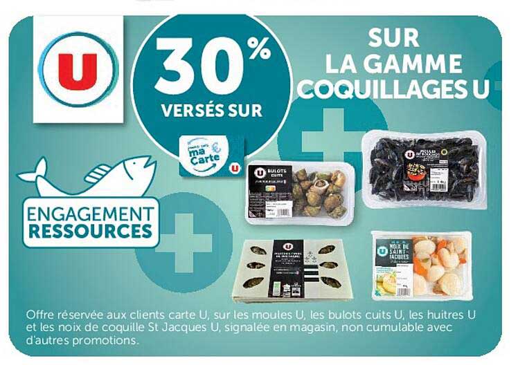 30% versés sur la gamme coquillages U