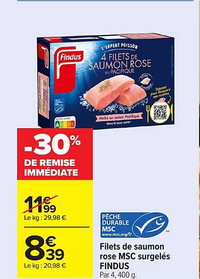 4 filets de saumon rose du Pacifique