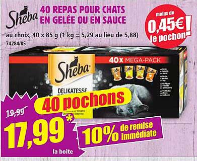40 REPAS POUR CHATS EN GELEE OU EN SAUCE