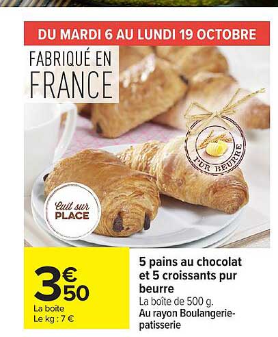 5 pains au chocolat et 5 croissants pur beurre
